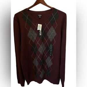 Apt. 9 Purple Merino Blend‎ Argyle men’s Sweater Men's LT NWT